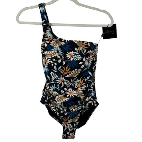 Nip Tuck Rhonda One-Shoulder Tropical Leaf Swimsuit NWT Size 4 - Picture 12 of 13